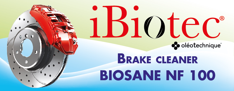 IBIOTEC BIOSANE NF 100 aerosol 650 ML high efficiency brake dust-removing cleaner. Ultra-fast evaporation speed. Guaranteed absence of neurotoxic N. hexane, no acetone, no chlorinated solvents, no aromatics. Prevents premature wear of pads and discs. Brake cleaning spray. Brake cleaning aerosol. Inexpensive brake cleaner. Ibiotec brake cleaner.